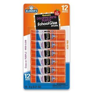 Disappearing Purple School Glue Sticks - Washable, 6g, Standard Stick,12‎ Count